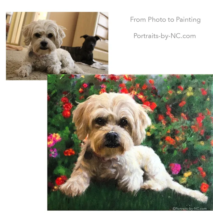 Lhasa Apso Poodle Mix Dog Oil Portrait Portraits by NC Earrings