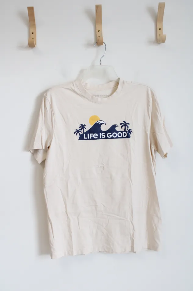 Life Is Good Earrings Life is Good Cream Short Sleeve Tee M