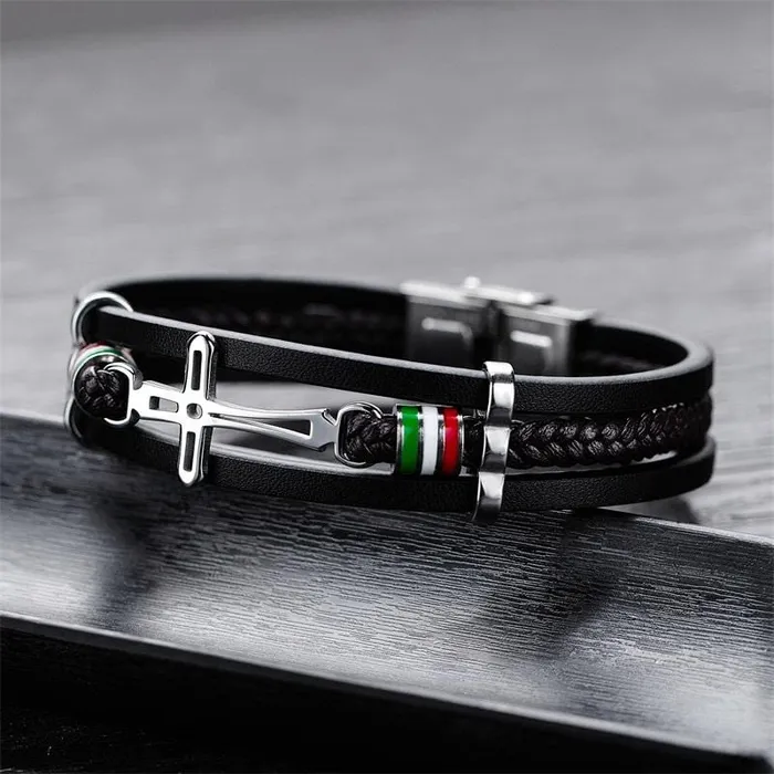 Lords Guidance Bracelets Mens Cross Bracelet br Elegant Sideways Cross