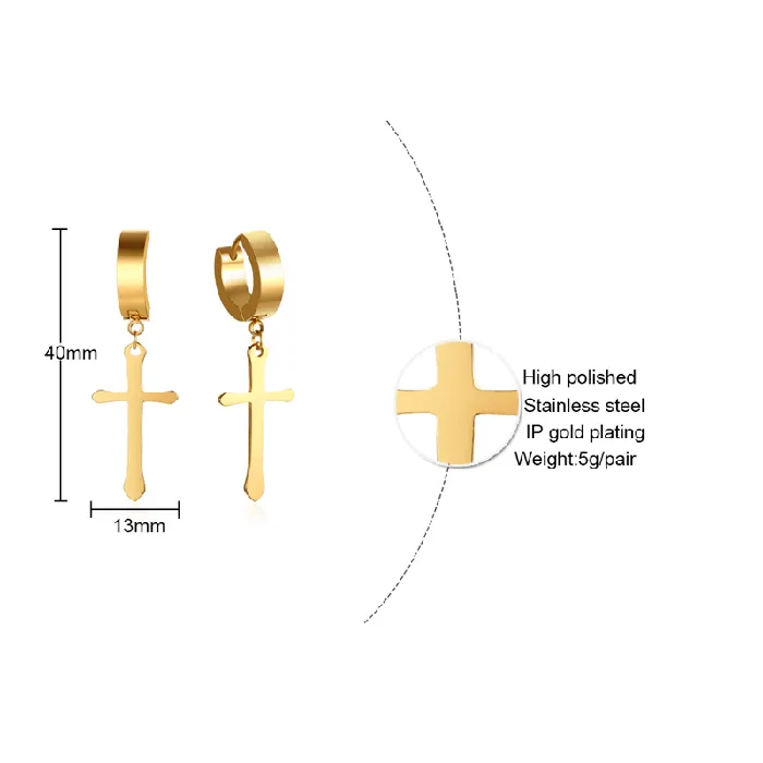 Lords Guidance Earrings Minimalistic Christian Cross Dangle Earrings