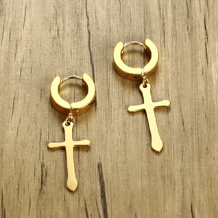 Lords Guidance Earrings Minimalistic Christian Cross Dangle Earrings