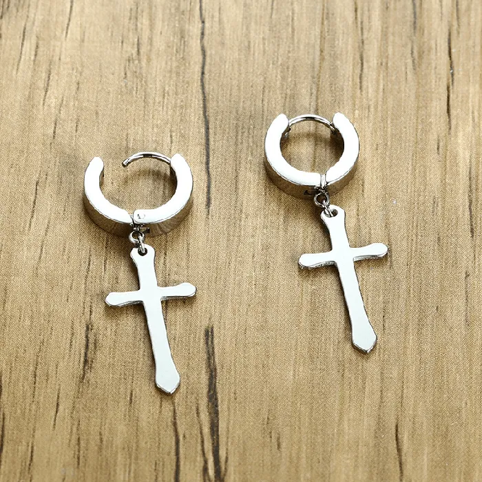 Lords Guidance Earrings Minimalistic Christian Cross Dangle Earrings