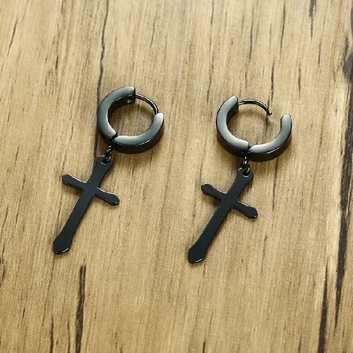 Lords Guidance Earrings Minimalistic Christian Cross Dangle Earrings