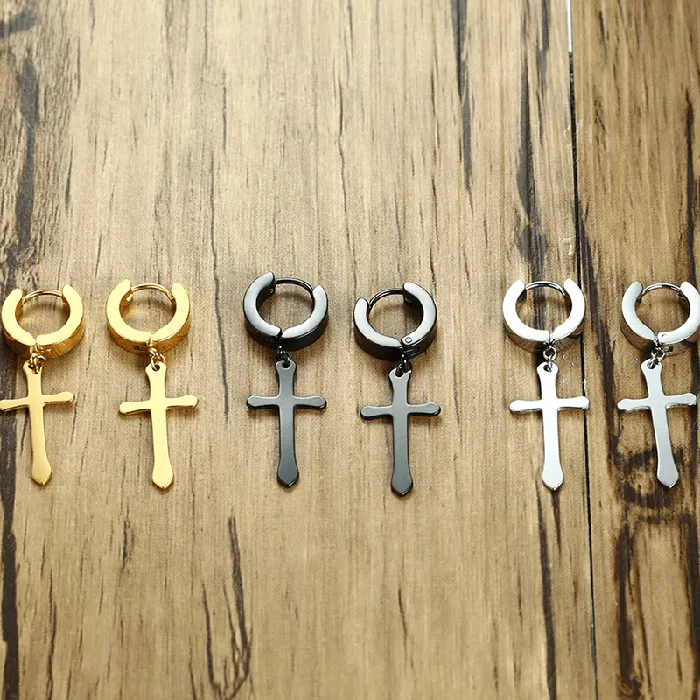 Lords Guidance Earrings Minimalistic Christian Cross Dangle Earrings