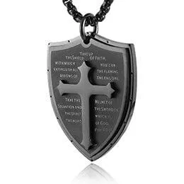 Lords Guidance Mens Christian Necklace br Armor of God Shield Necklaces