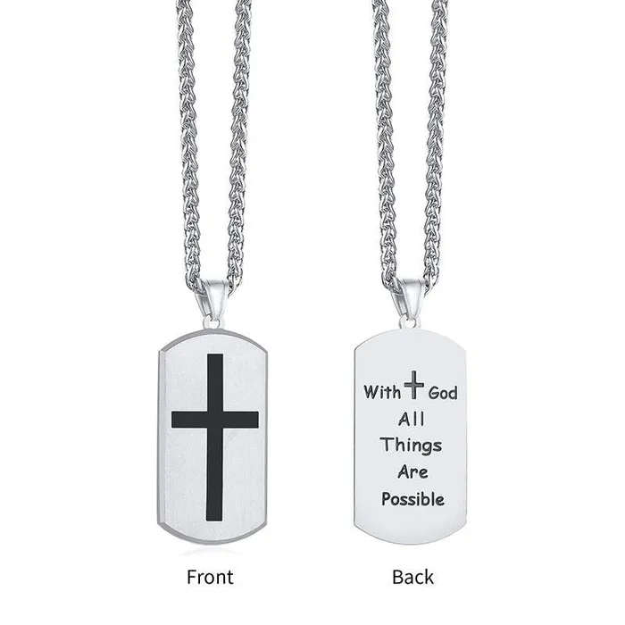 Lords Guidance Necklaces Mens Christian Necklace br Matthew 1926 Dog Tag