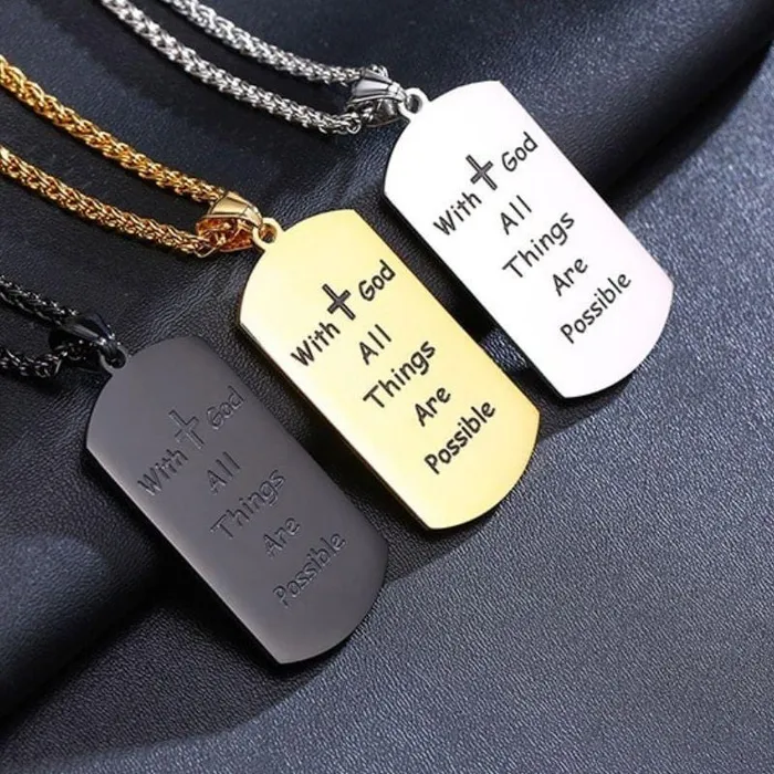 Lords Guidance Necklaces Mens Christian Necklace br Matthew 1926 Dog Tag