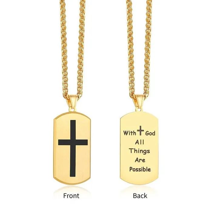Lords Guidance Necklaces Mens Christian Necklace br Matthew 1926 Dog Tag