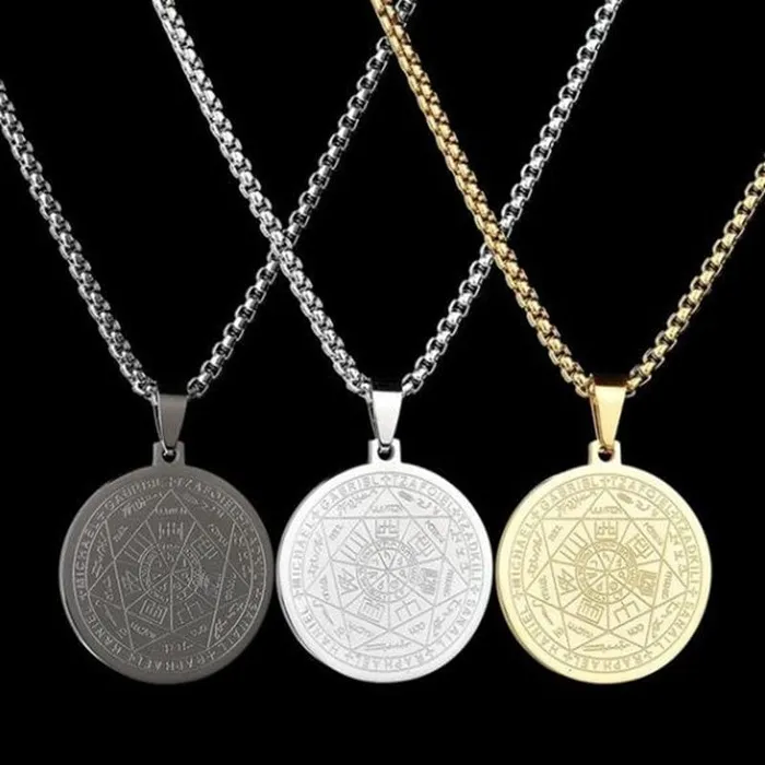 Lords Guidance Necklaces Seven Angels Religious Rune Pendant Necklace