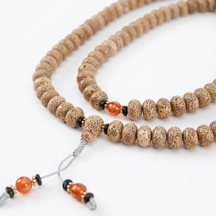 Lotus Seed Carnelian Mantra Mala Nirvana Mala Earrings