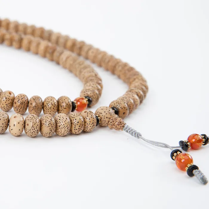 Lotus Seed Carnelian Mantra Mala Nirvana Mala Earrings