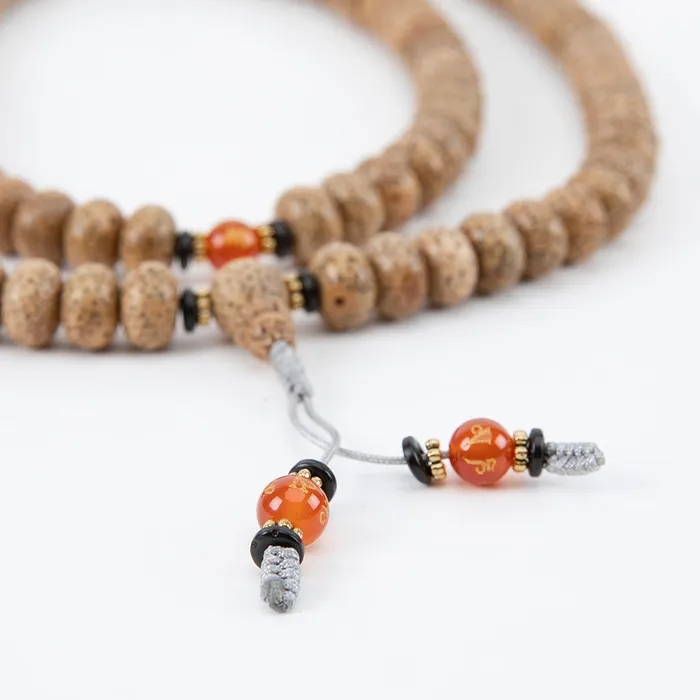 Lotus Seed Carnelian Mantra Mala Nirvana Mala Earrings
