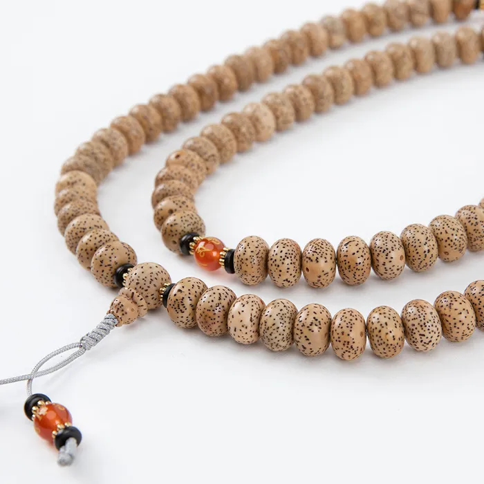 Lotus Seed Carnelian Mantra Mala Nirvana Mala Earrings