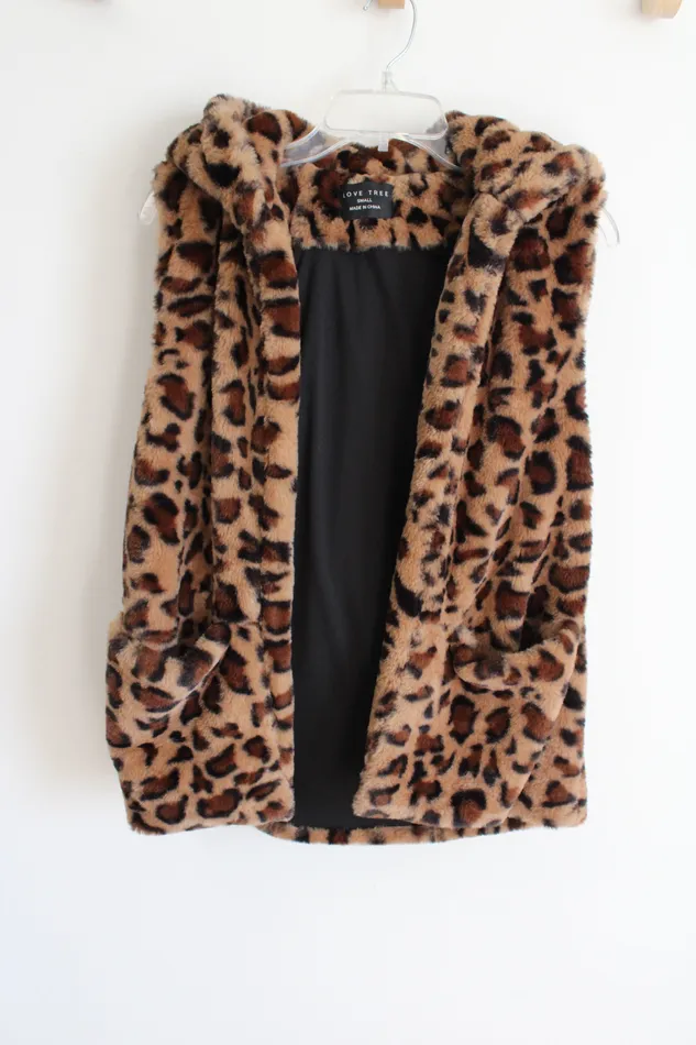 Love Tree Leopard Print Faux Fur Vest S Love Tree Necklaces