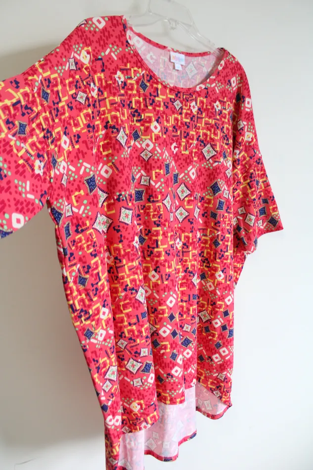 LuLaRoe LuLaRoe Pink Patterned Tunic Top XL Earrings