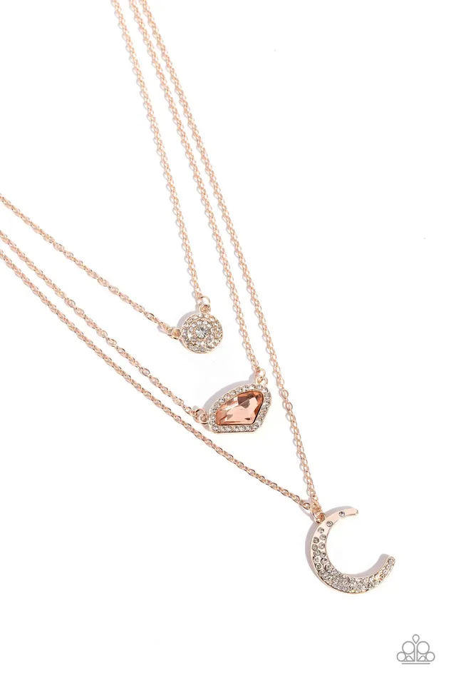 Lunar Lineup Rose Gold Paparazzi Accessories Earrings