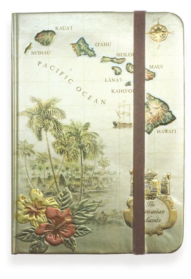 MADDENCORP Necklaces Foil Island Map Notebook with Elastic Closure