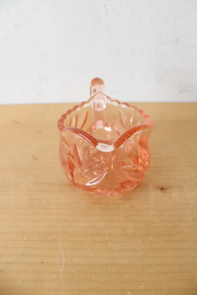 McKee Earrings EAPG McKee 6 Petals Star Pink Depression Glass Creamer Sugar Toothpick Holder Set