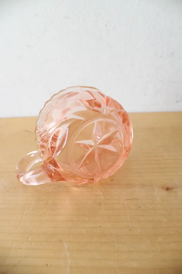 McKee Earrings EAPG McKee 6 Petals Star Pink Depression Glass Creamer Sugar Toothpick Holder Set