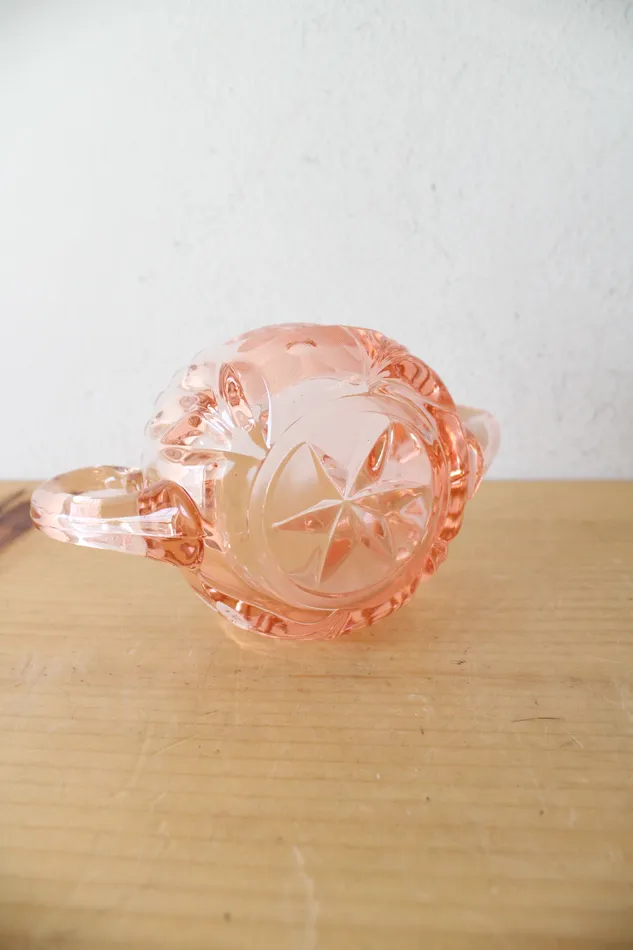 McKee Earrings EAPG McKee 6 Petals Star Pink Depression Glass Creamer Sugar Toothpick Holder Set
