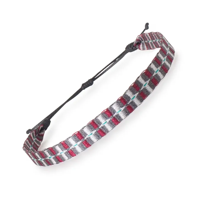 Mens Egyptian Loom Bracelet Wide Burgundy Silver Azua Bracelets