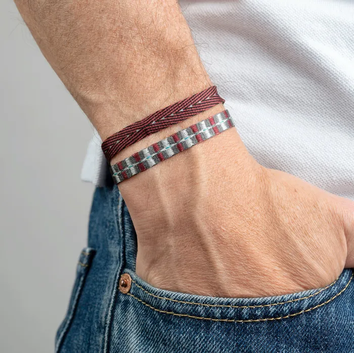Mens Egyptian Loom Bracelet Wide Burgundy Silver Azua Bracelets Mens Egyptian Loom Bracelet Wide Burgundy Silver Azua Bracelets