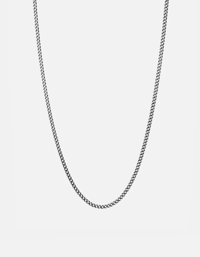 Miansai Necklaces 3mm Sterling Silver Cuban Chain Necklace Oxidized