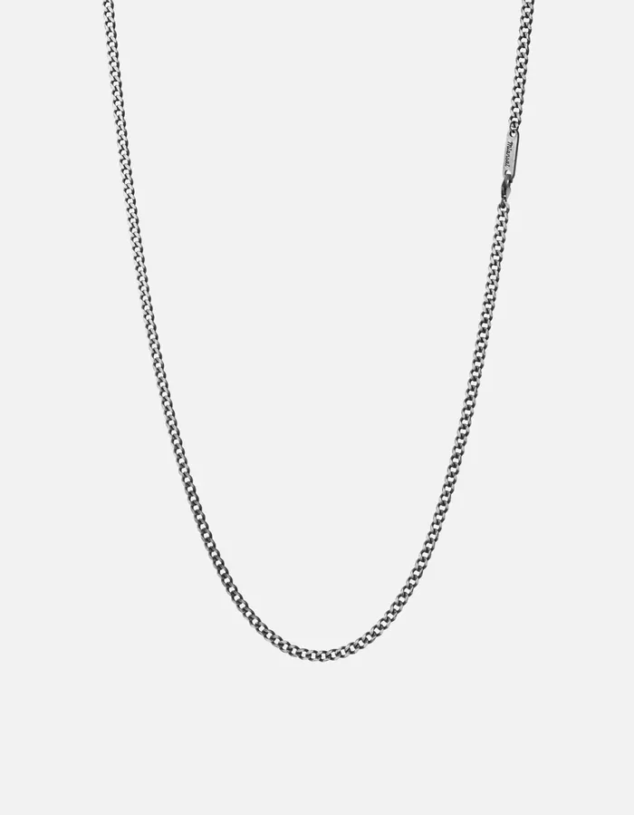 Miansai Necklaces 3mm Sterling Silver Cuban Chain Necklace Oxidized