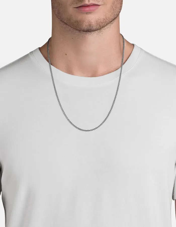 Miansai Necklaces 3mm Sterling Silver Cuban Chain Necklace Oxidized