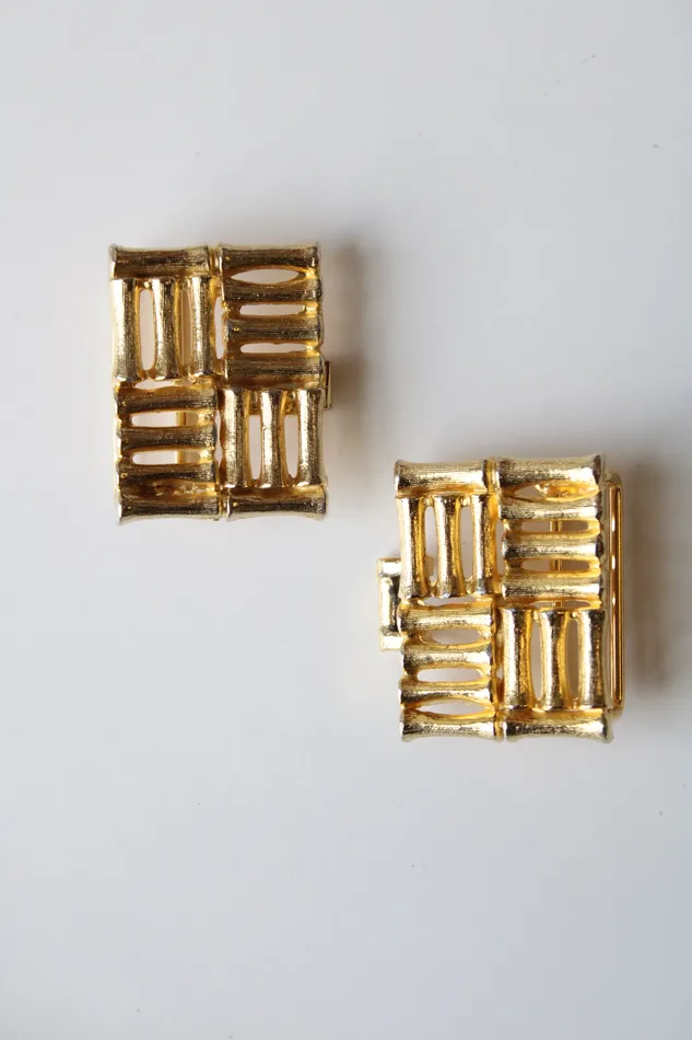 Mimi Din 1979 Bamboo Belt Buckle Mimi Din Earrings
