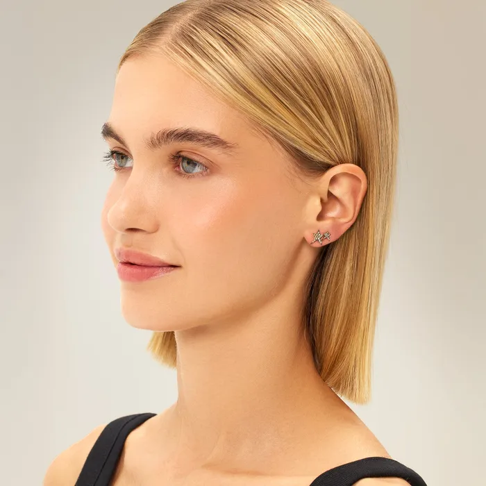 Mini Pave Struck Star Stud Earring Kismet by Milka Earrings