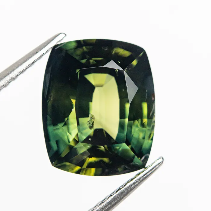 Misfit Gems Earrings Green Yellow Brilliant Sapphire 535ct Cushion