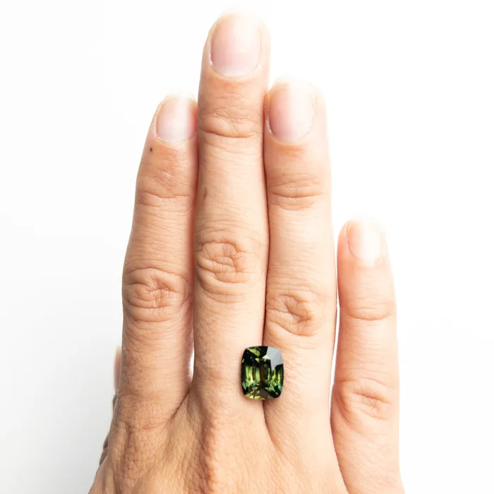 Misfit Gems Earrings Green Yellow Brilliant Sapphire 535ct Cushion