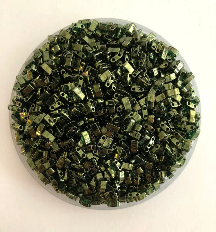 Miyuki Half Tila Beads HTL0306 Olive Green Gold Luster Peppy Beads PreStyled Sets Miyuki Half Tila Beads HTL0306 Olive Green Gold Luster Peppy Beads PreStyled Sets