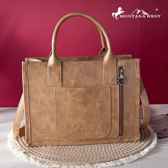 Montana West Whipstitch Concealed Carry Tote With Matching BiFold Wallet Brown MONTANA WEST Necklaces