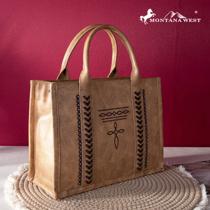 Montana West Whipstitch Concealed Carry Tote With Matching BiFold Wallet Brown MONTANA WEST Necklaces