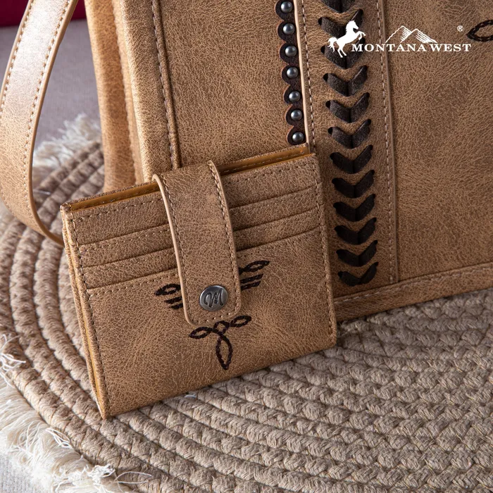 Montana West Whipstitch Concealed Carry Tote With Matching BiFold Wallet Brown MONTANA WEST Necklaces