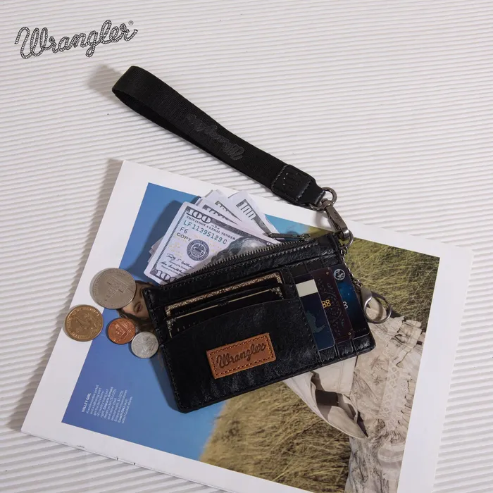 MONTANA WEST Wrangler Solid Color Key Chain Wristlet Card Wallet Black Necklaces
