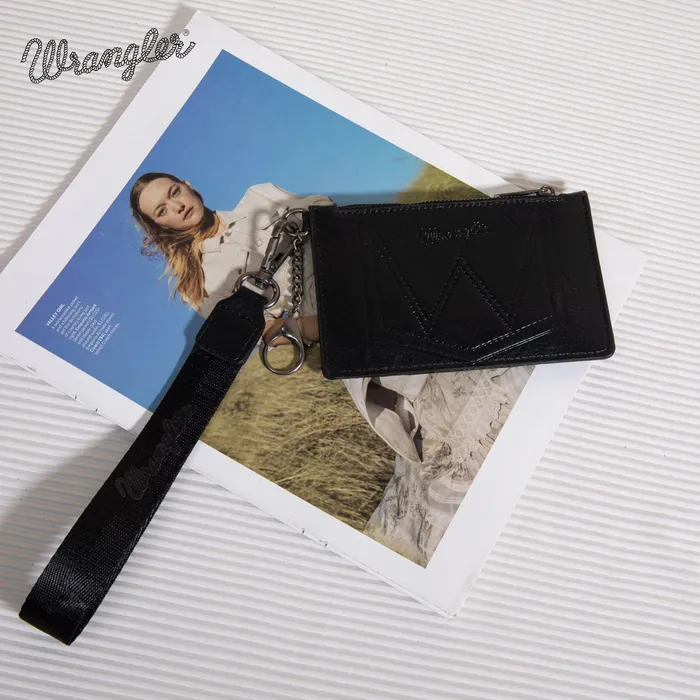 MONTANA WEST Wrangler Solid Color Key Chain Wristlet Card Wallet Black Necklaces