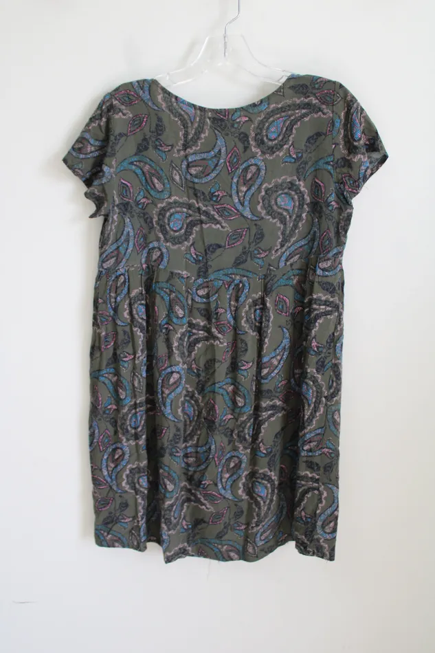 Mossimo Supply Co Earrings Mossimo Supply Co Paisley Olive Green Babydoll Dress M
