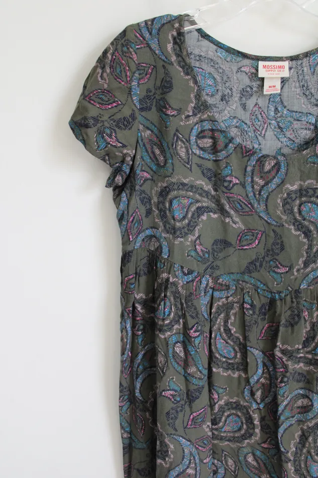 Mossimo Supply Co Earrings Mossimo Supply Co Paisley Olive Green Babydoll Dress M