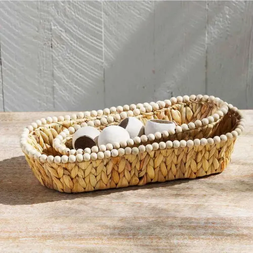 Mudpie Water Hyacinth Beaded Basket Set 2piece MUDPIE Earrings