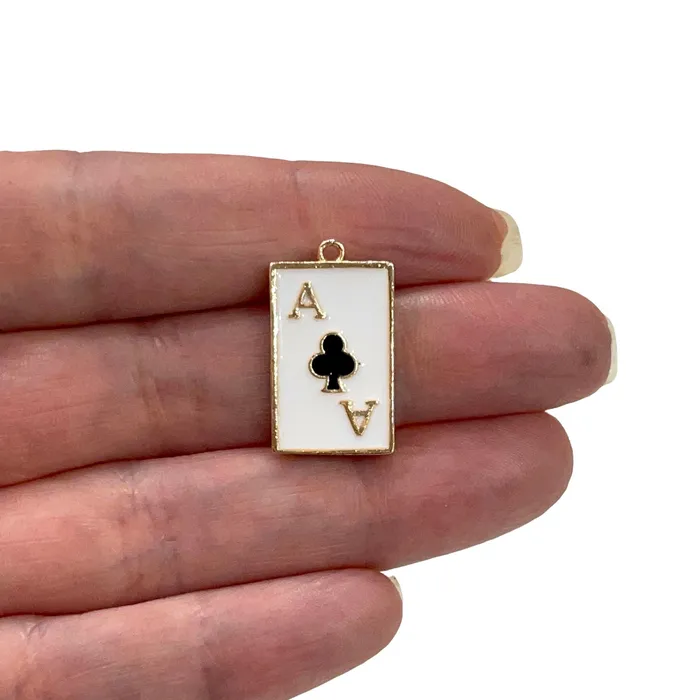 Necklaces 24Kt Gold Plated Ace of Clubs Charm gold Ace of Clubs Pendant Peppy Beads Necklaces 24Kt Gold Plated Ace of Clubs Charm gold Ace of Clubs Pendant Peppy Beads