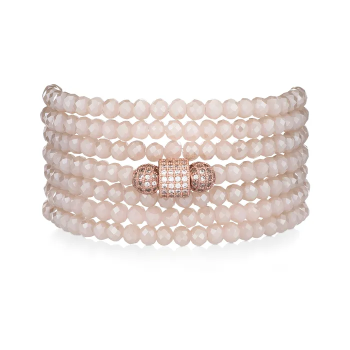 Necklaces 4mm Pink Ros Crystal with Rose Cubic Zirconia Seven Wrap Bracelet and Necklace RACHEL LYNN CHICAGO Necklaces 4mm Pink Ros Crystal with Rose Cubic Zirconia Seven Wrap Bracelet and Necklace RACHEL LYNN CHICAGO