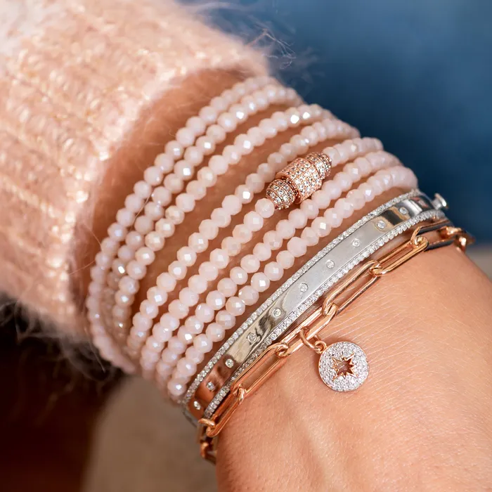 Necklaces 4mm Pink Ros Crystal with Rose Cubic Zirconia Seven Wrap Bracelet and Necklace RACHEL LYNN CHICAGO