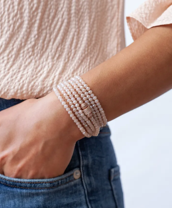 Necklaces 4mm Pink Ros Crystal with Rose Cubic Zirconia Seven Wrap Bracelet and Necklace RACHEL LYNN CHICAGO