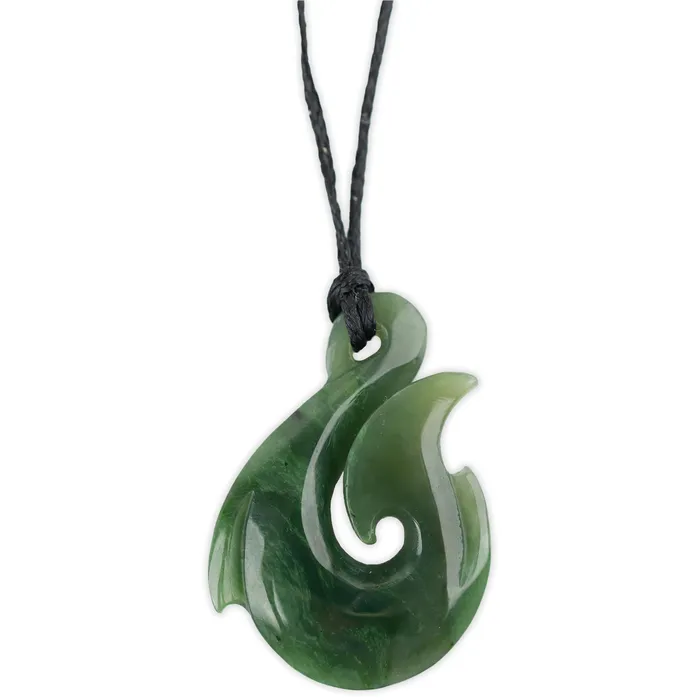 Necklaces ARIKINEWZEALAND Ariki Nephrite Jade Hei Matau Fish Hook Pendant