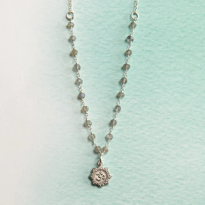 Necklaces DC Sterling Labradorite Om Yoga Necklace