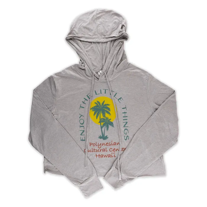 Necklaces Enjoy the Little Things Womens Cropped Long Sleeve Hoodie Gray GREATMOUNTAINWE