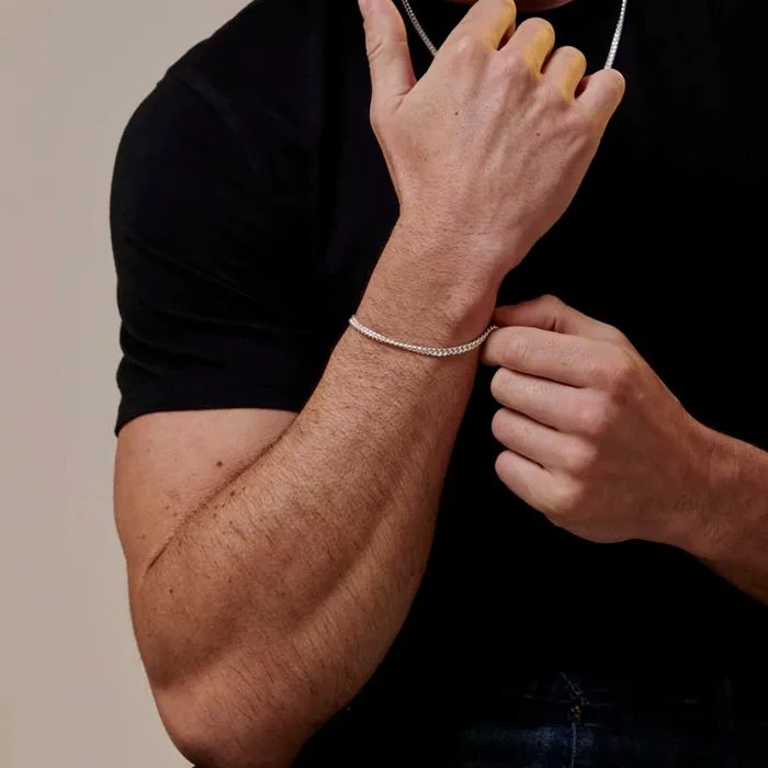 Necklaces Gold Shield Pulsera de oro 14k para hombre 4mm Oro blanco